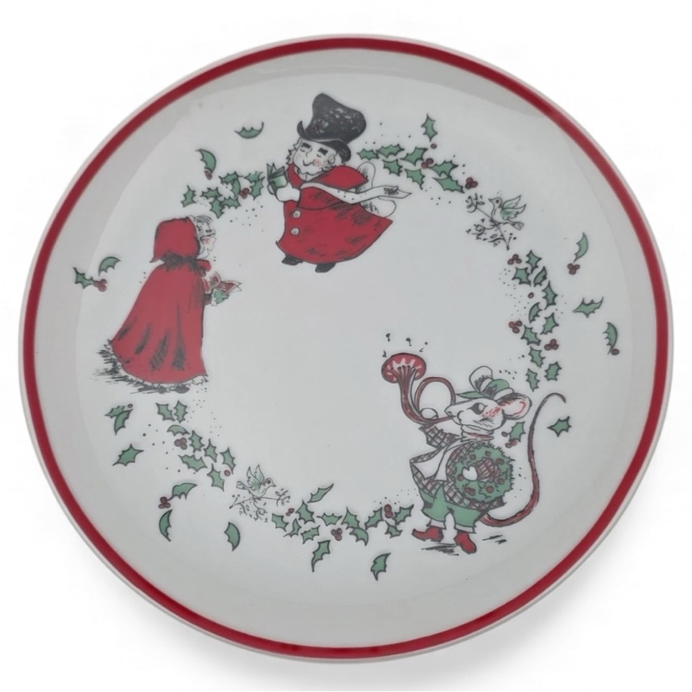 Georges Briard Plates Set/4 Uncle Mistletoe Aunt Holly Red Green Collectible